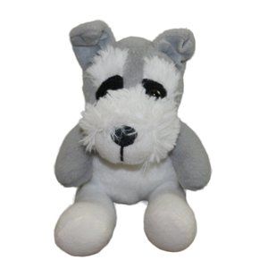 Walmart Schnauzer Gray White Puppy Dog Plush Stuffed Animal Toy Sitting 6"